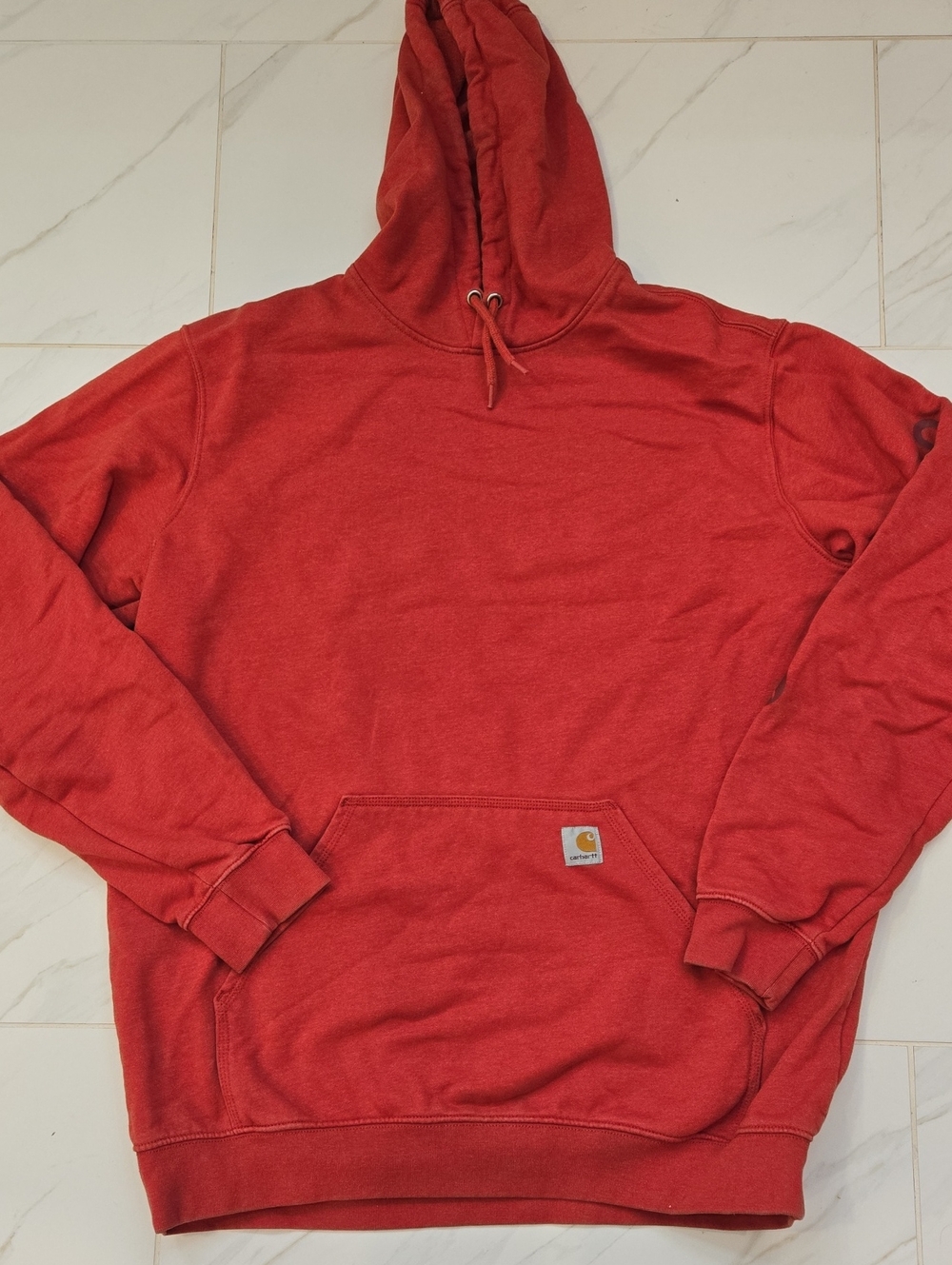 Carhartt Men's Redish/Orange Pullover Hoodie with Patch Logo